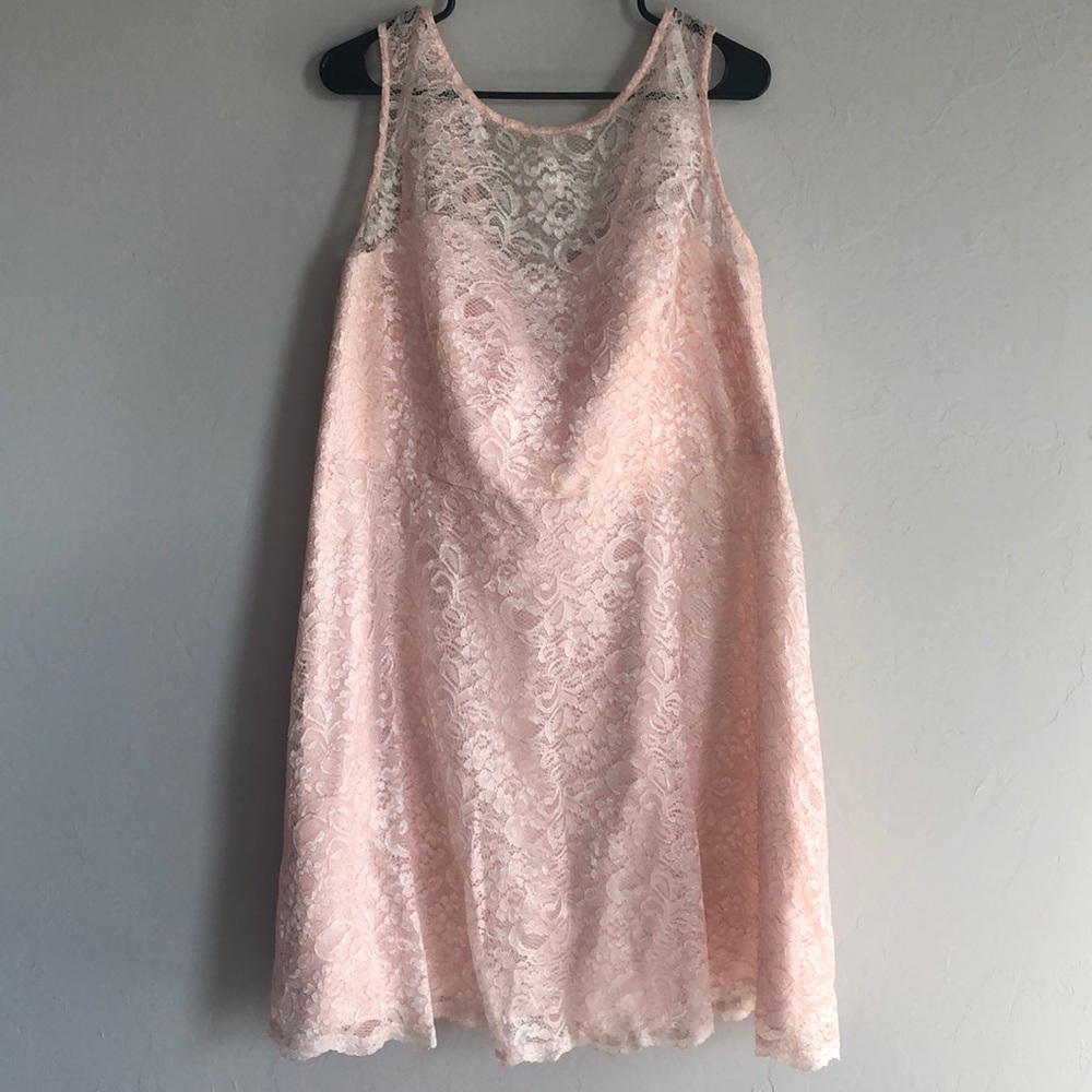 David’s Bridal Bridesmaid Pale Pink Lace Dress